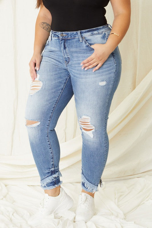 Plus Mid Rise Ankle Skinny Jeans - lolaluxeshop