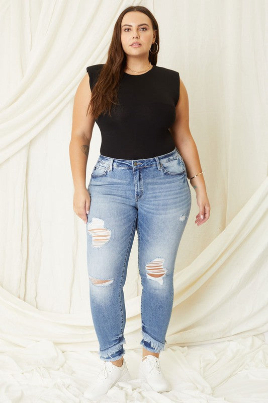 Plus Mid Rise Ankle Skinny Jeans - lolaluxeshop