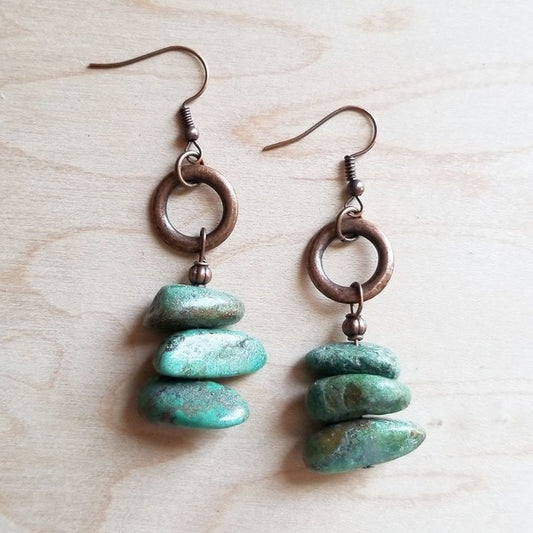 Natural Turquoise Stacked Gemstone Earrings - lolaluxeshop