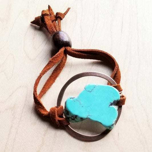 Turquoise Bracelet Stone Slab & Adjustable Ties - lolaluxeshop