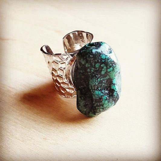 Natural Turquoise Chunk on Cuff Ring - lolaluxeshop
