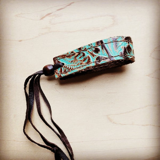 Narrow Leather Cuff in Cowboy Turquoise 001f - lolaluxeshop