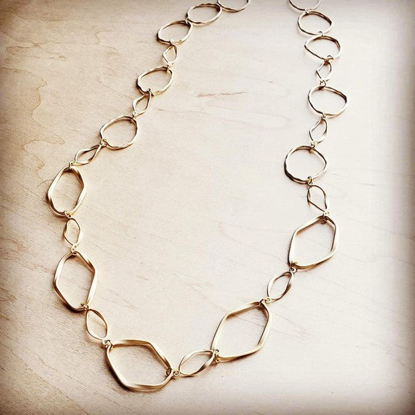 Matte Gold Long Hoop and Circle Necklace - lolaluxeshop