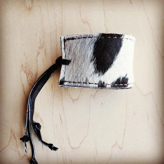 Adjustable Cuff black and white hair on hide - lolaluxeshop