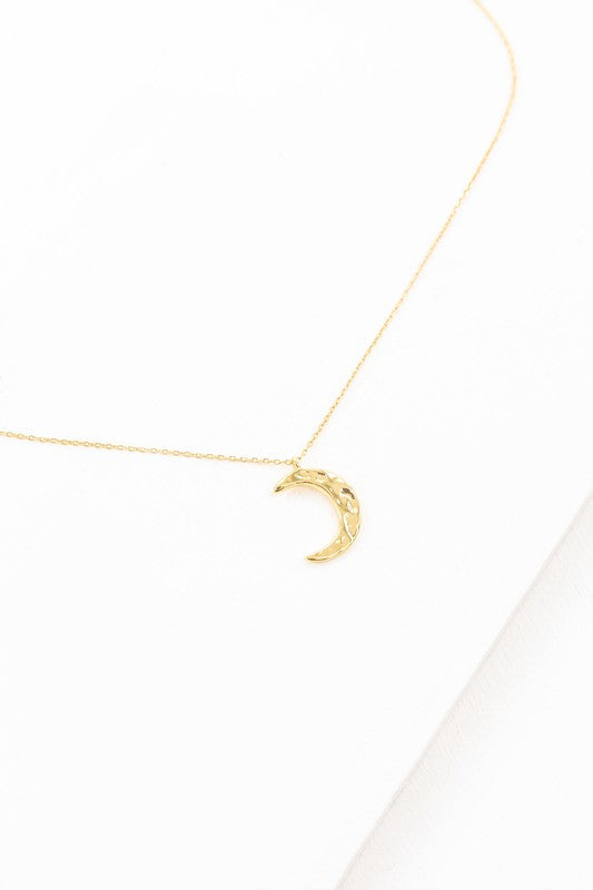 Crescent Moon Hammered Necklace - lolaluxeshop