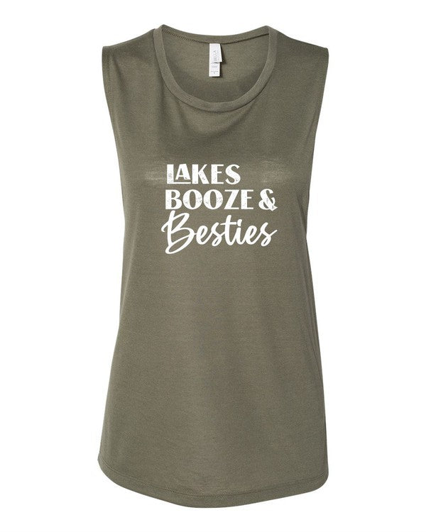 Lakes Booze and Besties Bella Canvas Tank - lolaluxeshop