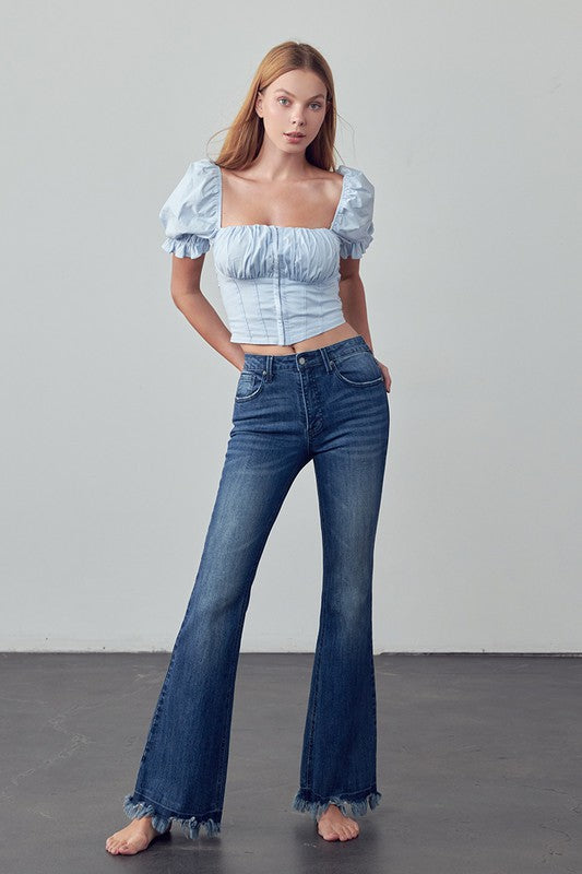 HIGH RISE SKINNY BOOT FLARE JEANS - lolaluxeshop