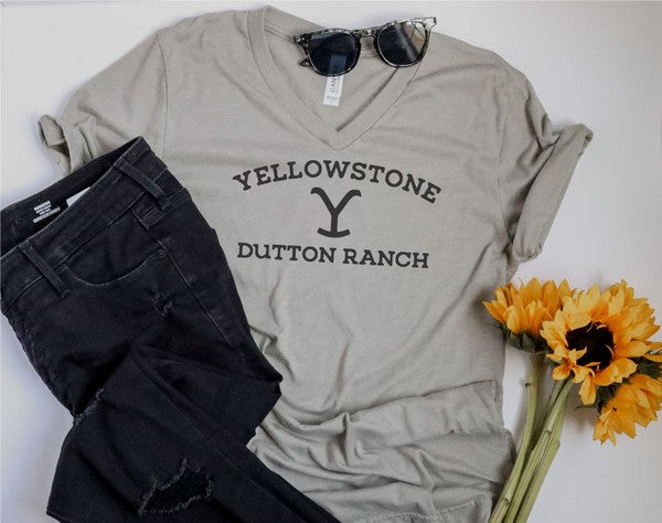 Yellowstone Dutton Ranch V Neck Tee - lolaluxeshop