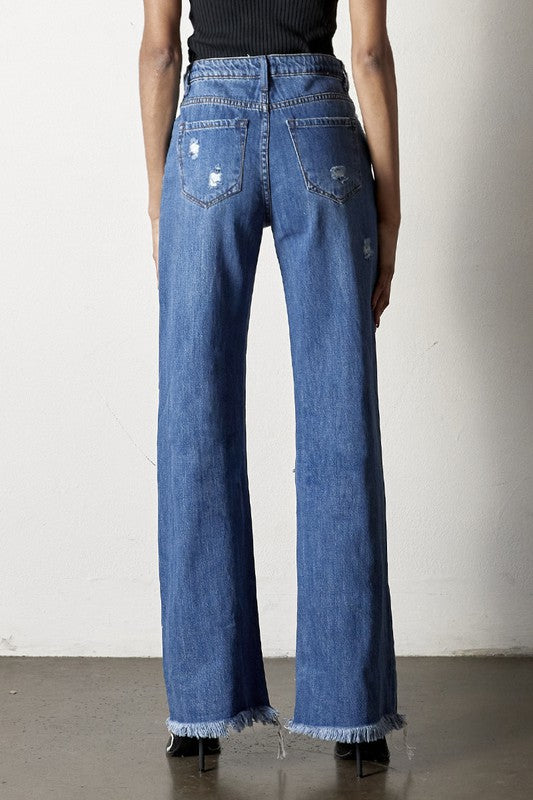 DISTRESSED DAD JEANS - lolaluxeshop