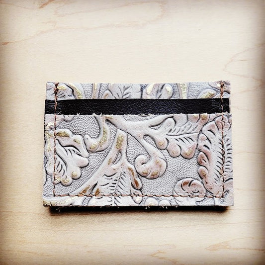 Embossed Leather Credit Card Holder-Gilded Cowboy - lolaluxeshop