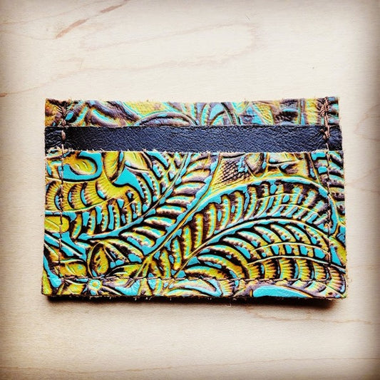 Leather Credit Card Holder-Dallas Turquoise - lolaluxeshop