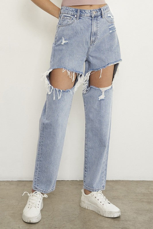 HIGH RISE STRAIGHT JEANS - lolaluxeshop