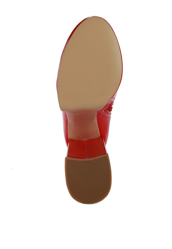 VINKELE Patent PU Platform Heeled Calf Boots - lolaluxeshop