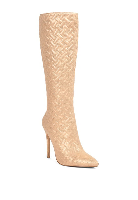 Tinkles Quilted High Heeled Calf Boots - lolaluxeshop