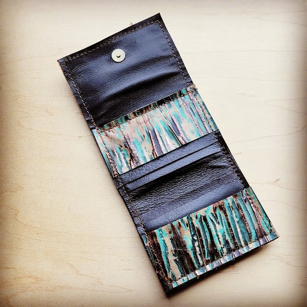 Arizona Tri-Fold Leather Wallet-Turquoise Chateau - lolaluxeshop
