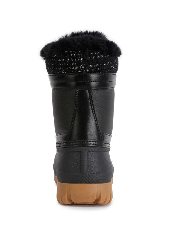Capucine Fur Collar Contrasting Lug Sole Boots - lolaluxeshop