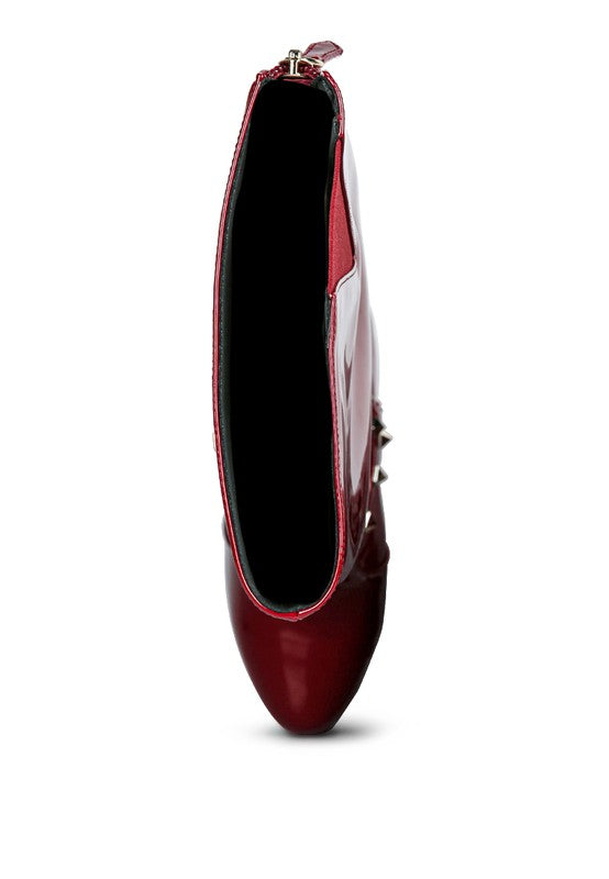 Patent Stiletto Heeled Mid Calf Boots - lolaluxeshop