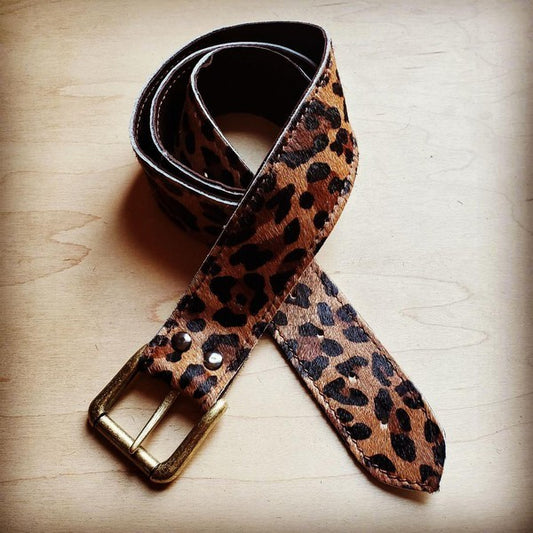 Leopard Leather Belt w Belt Buckle 50 - lolaluxeshop