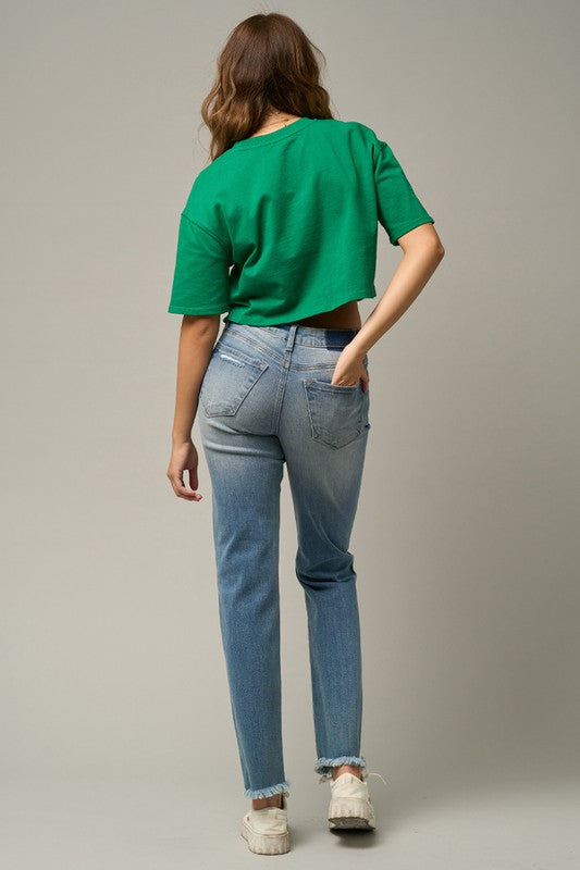 MID-RISE SLIM TAPERED JEANS - lolaluxeshop