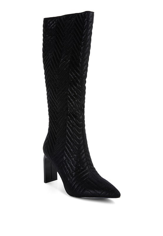 Prinkles Quilted High Italian Block Heeled Boots - lolaluxeshop