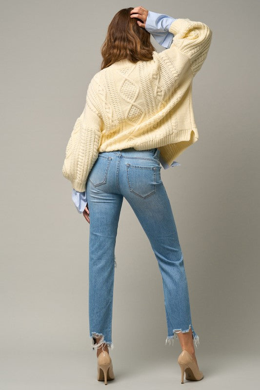 HIGH RISE STRAIGHT CROP JEANS - lolaluxeshop
