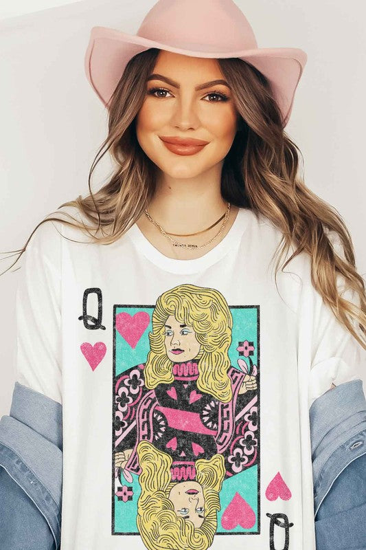 DOLLY QUEEN OF HEARTS GRAPHIC T-SHIRT - lolaluxeshop
