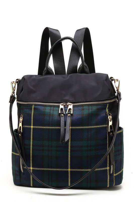 MKF Collection Nishi Plaid Backpack By Mia K - lolaluxeshop