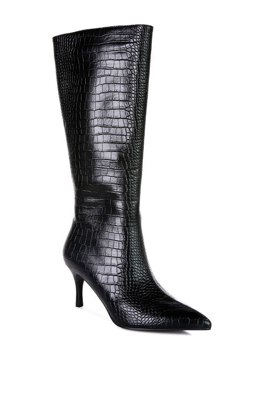 Uptown Pointed Mid Heel Calf Boots - lolaluxeshop