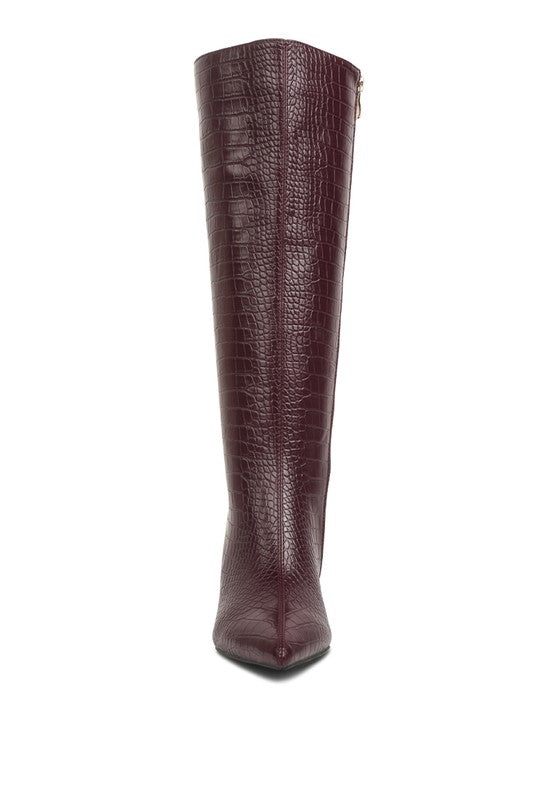 Uptown Pointed Mid Heel Calf Boots - lolaluxeshop