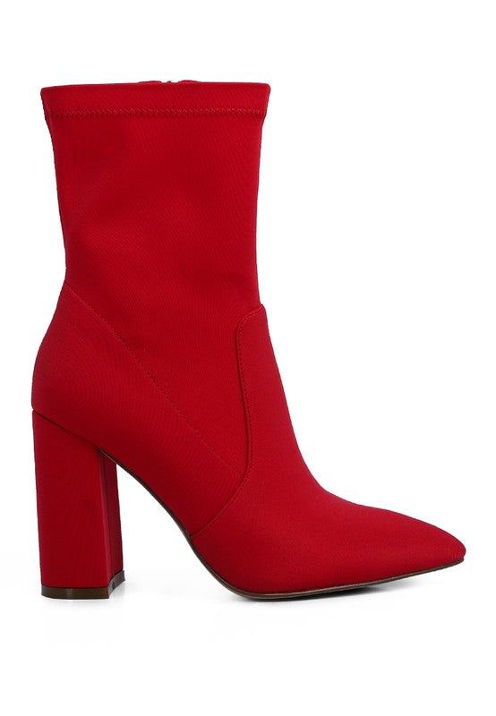 Ankle Lycra Block Heeled Boots - lolaluxeshop