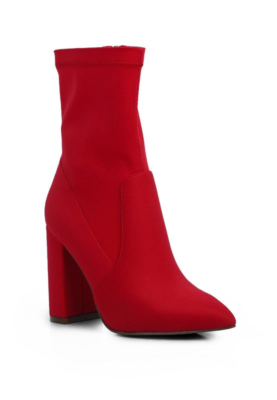 Ankle Lycra Block Heeled Boots - lolaluxeshop