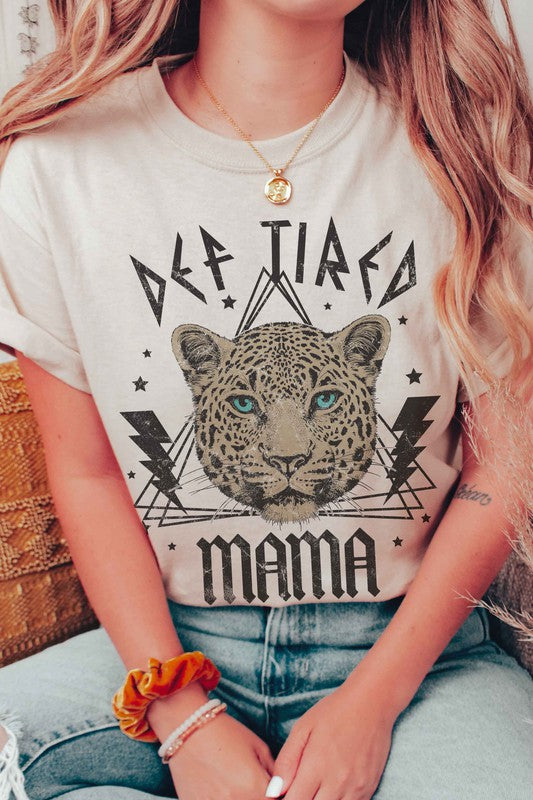 DEF TIRED MAMA LEOPARD GRAPHIC TEE - lolaluxeshop