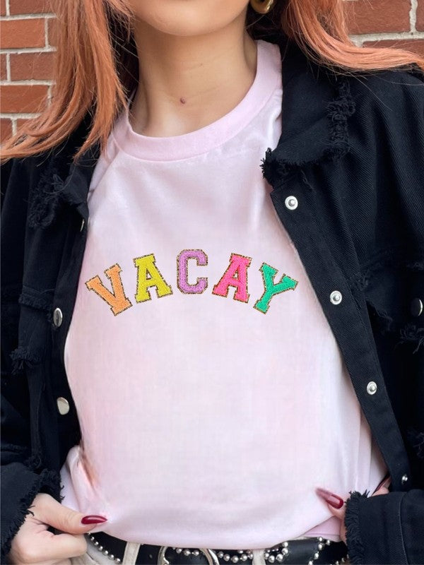 Varsity Font Colorful VACAY Softstyle Tee - lolaluxeshop