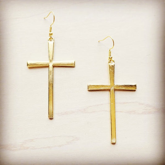 Gold Cross Earrings - lolaluxeshop