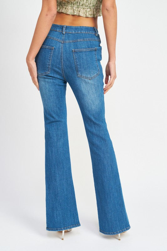 FLARED JEANS WITH SLITS - lolaluxeshop