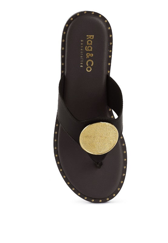 KATHLEEN Embellished Slip-On Thong Sandals - lolaluxeshop