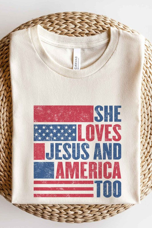 LOVES JESUS AND AMERICA GRAPHIC TEE / T-SHIRT - lolaluxeshop