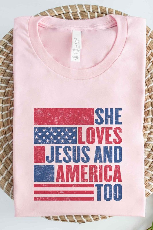 LOVES JESUS AND AMERICA GRAPHIC TEE / T-SHIRT - lolaluxeshop