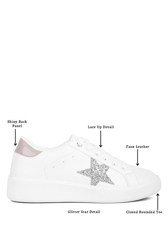 Starry Glitter Star Detail Sneakers - lolaluxeshop