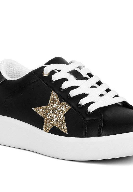 Starry Glitter Star Detail Sneakers - lolaluxeshop