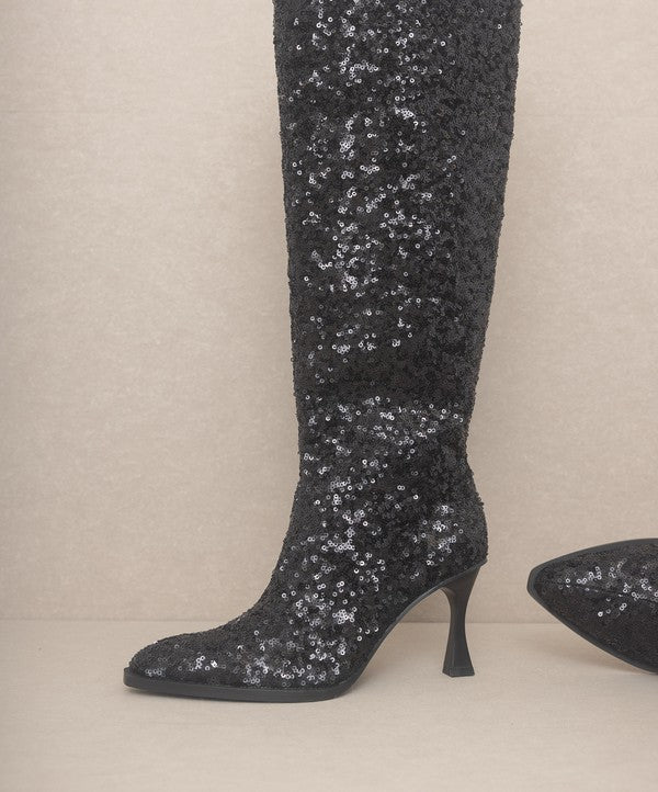 OASIS SOCIETY Jewel - Knee High Sequin Boots - lolaluxeshop
