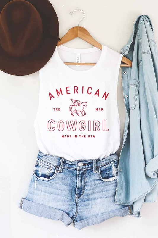 AMERICAN COWGIRL GRAPHIC MUSCLE TANK - lolaluxeshop