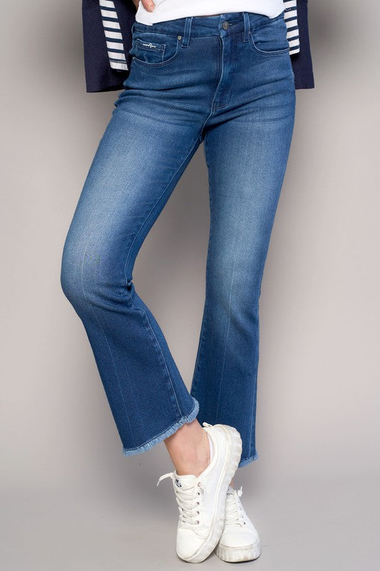 HIGH RISE CROP BOOT JEANS - lolaluxeshop