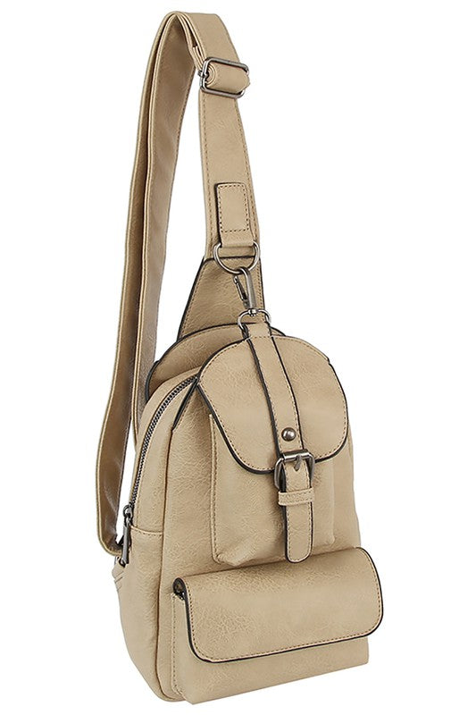 Buckle Pocket Sling Bag Backpack - lolaluxeshop