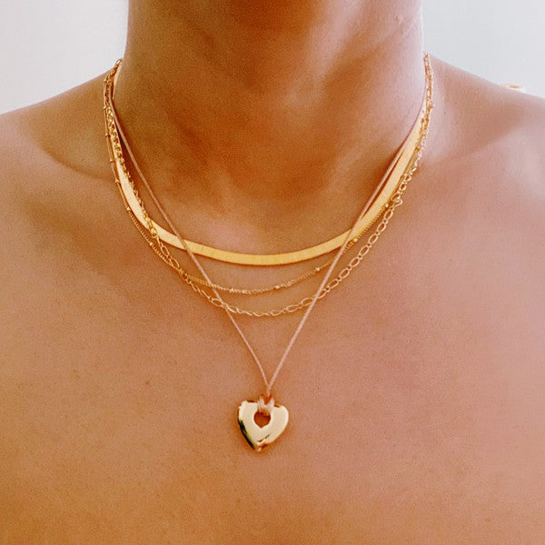 Perfectly Layered Heart And Chain Necklace - lolaluxeshop