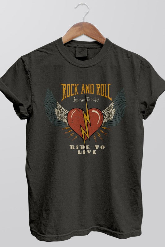 Rock and Roll Born to Ride, Garment Dye Tee - lolaluxeshop