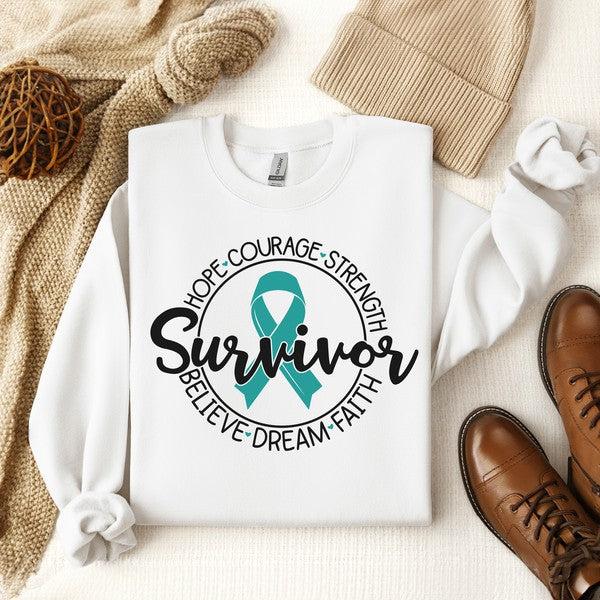 Breast Cancer Survivor Circle Graphic Sweatshirt - lolaluxeshop