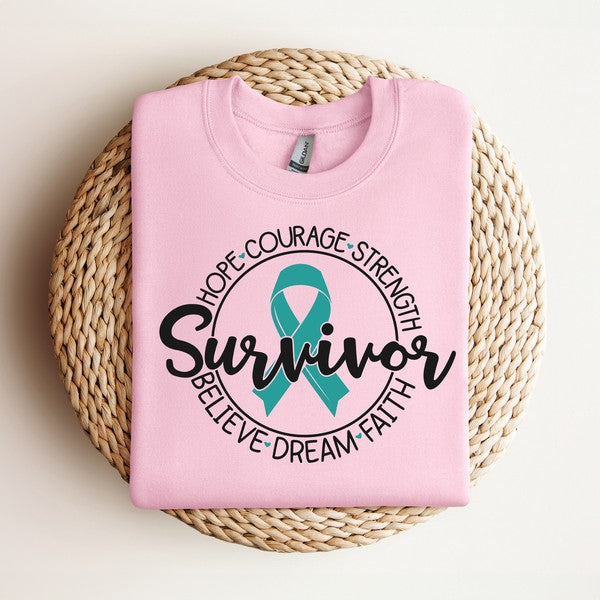 Breast Cancer Survivor Circle Graphic Sweatshirt - lolaluxeshop