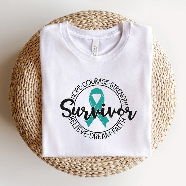 Breast Cancer Survivor Circle Words Tee - lolaluxeshop