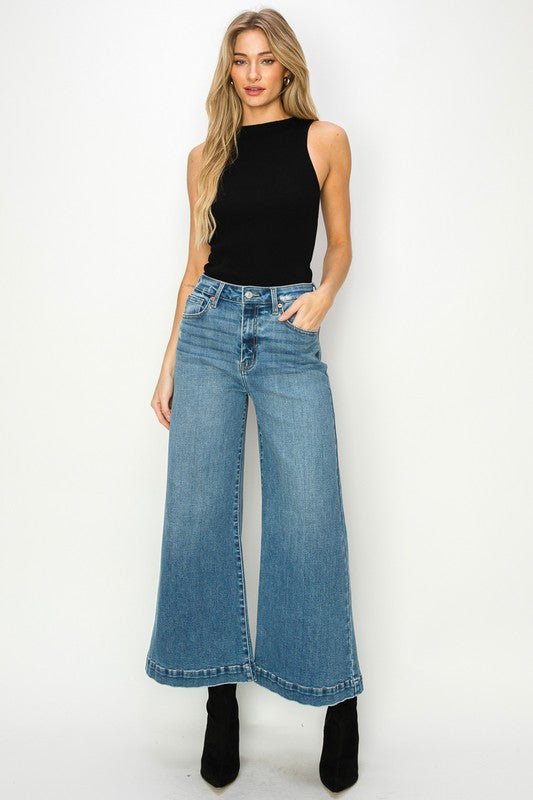 HIGH RISE CROP PALAZZO JEANS - lolaluxeshop